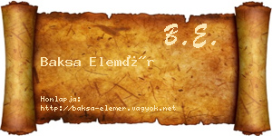 Baksa Elemér névjegykártya