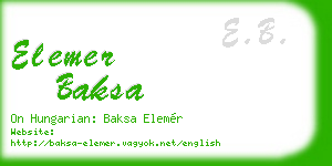 elemer baksa business card